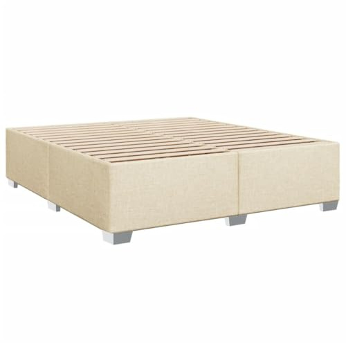 vidaXL Sängram gräddvit tyg 200x200 cm, sängbotten, plattformssäng, stoppad sängram, sovrumsmöbler, dubbelsäng, sängram av tyg