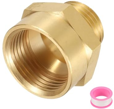 sourcing map Brass Pipe Fitting, 3/4NPT Female x 1/2G Male Brass Hex Nipple Pipe Fitting Connector, 3/4 to 1/2 Female Pipe Fitting Adapter with PTFE, Gold Tone