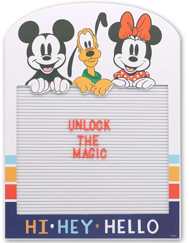 Disney Mickey Mouse, Pluto and Minnie Hi Hey Hello Letterboard Wall Decor - Fun Disney Letter Board with Set of Letters for Home