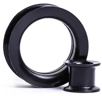 Custom Plugs 2pcs Black Silicone Double Flare Tunnels Gauge Plug Piercing Jewellery 3mm to 30mm (20mm)