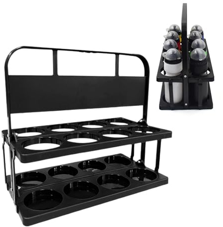 Bottle Crate, Portable Drink Box - Pack of 8 Beer Carriers, Beer Carrier - Beer Bucket for Beer, Drink Holder with Handle, Foldable Serving and Storage Box, black, see description, See description