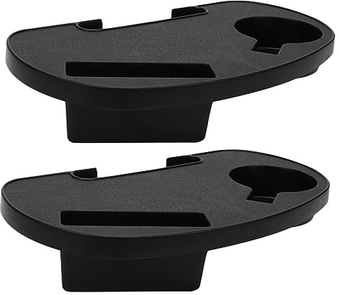 Portavasos Reclinable Negro de Plástico para Silla, 2 Piezas | Instalación Clip, Resistente Intemperie, Fácil de Mantener, para Exterior y Jardín