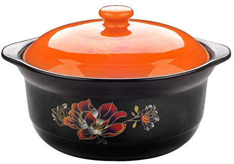 KXQYIKYI Keramik-Topf-Kochen-Lehm Auflauftopf Terrakotta Eintopftopf Hochtemperaturfestigkeit, köstliches Upgrade, Reichhaltige Ernährung, wesentlich für die Küchenkapazität 1.5L_ORANGE