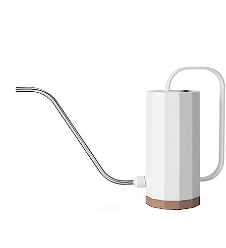 Regadera para jardín Regadera de Plantas de 1000ml, regadera de Boca Curvada de Acero Inoxidable, regadera de Boca Curvada, Boquilla extraíble for el hogar for bonsái suculento Bidón de Agua(Blanco)