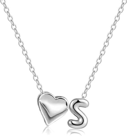 LIHELEI 925er Silber Herz-Initialen-Halskette für Damen, A-Z Anhänger, Geburtstagsgeschenk für Frauen und Mädchen