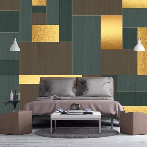 Gold Dark Green Abstract Geometric 3D Wallpaper Feature Office Living Room Sofa Bedroom TV Background Wall Decoration-430cm×300cm