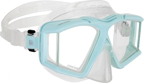 CRESSI Horizion+Scilla Combo Clear/Ice Cyan - Set Maschera Horizon 4 Vetri Temperati Separati e Snorkel Scilla Top Dry Valve System per Immersioni e Snorkeling, Trasparente/Azzurro Ghiaccio, Unisex
