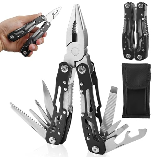 Regalos multiherramienta para hombres, herramientas multiherramienta para el día de San Valentín, cuchillo de herramientas multiusos de acero inoxidable plegable multiherramienta, alicates
