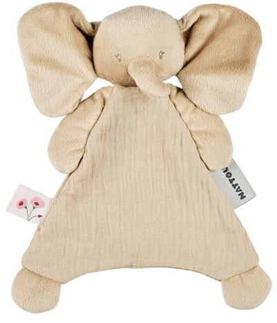 Nattou Mini-Schnuffeltuch, Elefant, Wegbegleiter ab der Geburt, Ca. 25 cm, Polyester/Baumwolle, FanFan, Sand