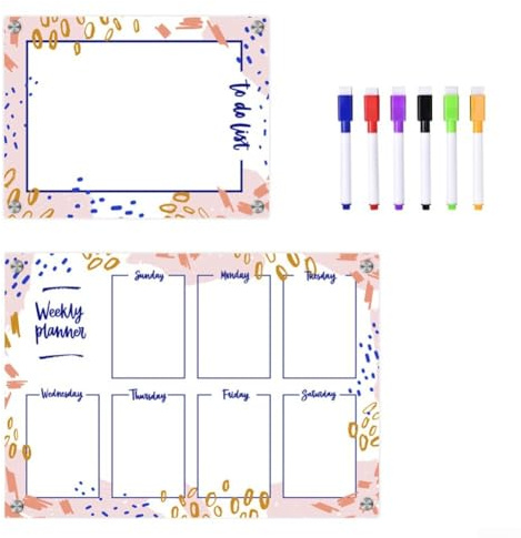 Vasiumic Acrylic Weekly Planner Board for Fridge, Transparent Dry Erase Calendar and Memo Board with Strong Magnets, Reusable Kitchen Message Organiser