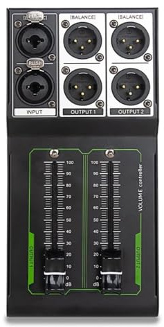 QINGHEDZSW Controllo Volume passivo, Controllo Volume Stereo Interamente in Metallo, Ingresso/Uscita XLR, per studi di Registrazione e impianti Audio Domestici, Plug And Play