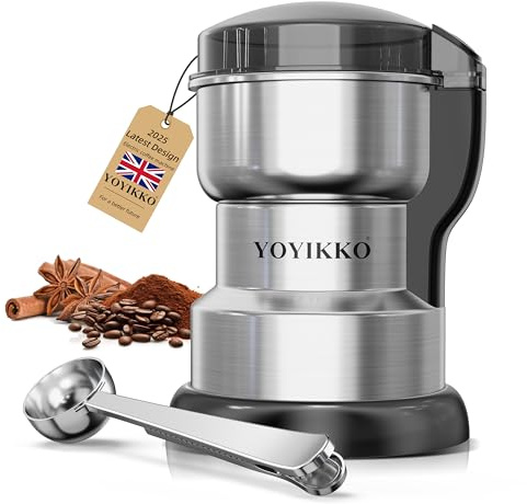 Electric Coffee Grinder 300W, Adjustable Grind, Espresso/Drip/Pour. Coffee Grinder for Coffee, Spices, and Other Foods (silvery-88)