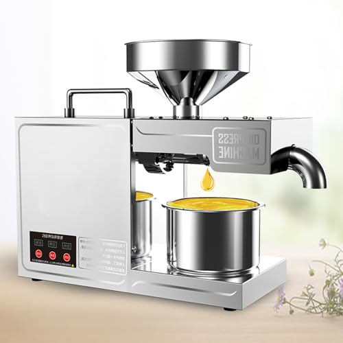 LoJax 820W Oil Press Machine, Stainless Steel Electric Hot/Cold Press for Home & Commercial Kitchen, Extract Oil From Peanuts, Sesame, Sunflower Seeds