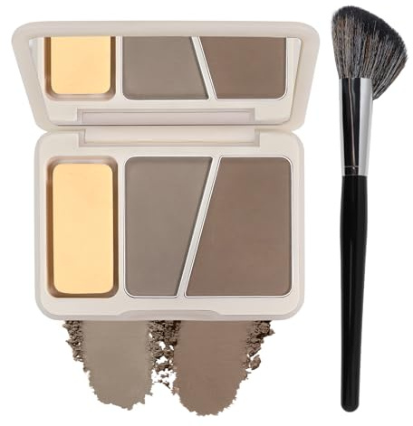 Noerrors Tavolozza in polvere per contouring dai toni freddi con specchio e pennello, doppia tonalità per pelle chiara e oliva, tavolozza di correttori e bronzer per il contorno del naso, naturale