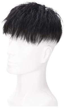 Schwarzes Echthaar-Toupet for Herren mit umlaufendem PU, Clip-in-Haarteil for Männer mit Haarausfall Haaransatz fein(16 * 18)
