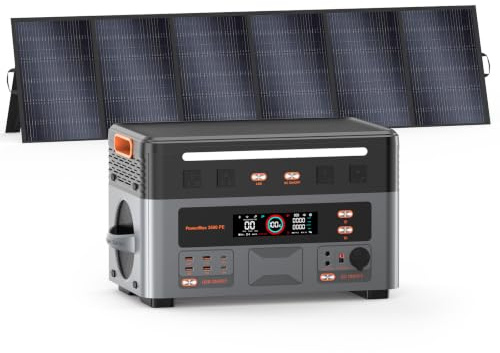 3600W Estacion de Energia Portatil PowerMax 3600 PE con 500W Panel Solar | 2016Wh LiFePO4 Mejorado, Generador Solar, Carga Rápida de 0-80% en 50 min para Camping, RV, Apagón