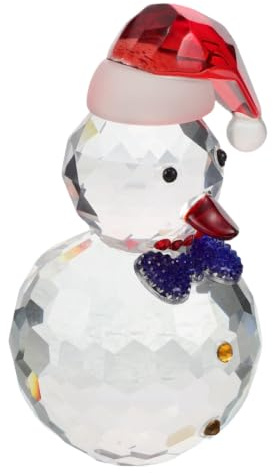 JOINPAYA Figura de Muñeco de Nieve de Cristal para Decoración Navideña de Mesa, Coleccionable Elegante de Vidrio Diseño Clásico para Centro de Mesa en Hogar