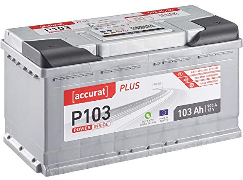 Accurat Plus P103 Autobatterie 12V 103Ah 900A KFZ PKW Starterbatterie | Wartungsfrei, Sicherheit, für Leistungsstarke Fahrzeuge, Längere Lebensdauer, Wohnmobil Camper