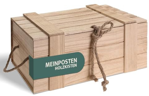 Meinposten Holzkiste mit Deckel Kiste Schatzkiste Schatztruhe Holzkasten Holz braun Truhe (H 11 x B 30 x T 20,5 cm)