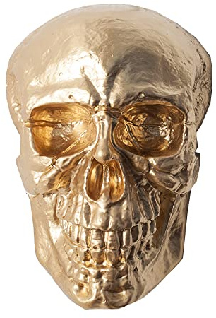 Wandskulptur SKULL XXL 40cm - gold - Metall-Aluminium-Legierung Schädel | Montiert geliefert, dekorativer Eyecatcher, individuelle Maserung, Tiermotiv, extravagante Optik, made in Europa