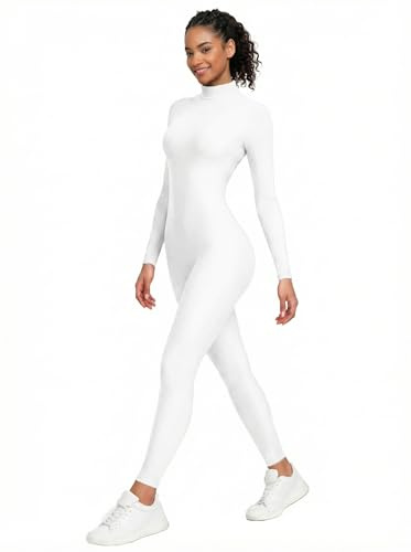 OVIGILY Adult High Neck Long Sleeve Dance Unitard for Women Bodysuits Full Body Leotard Spandex Catsuit