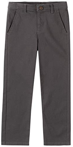 Chaps Big Boys School Uniform Twill Pull-on Pants, Grey, 10