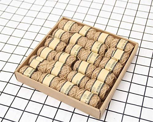 Cqinju-Natural Yute Cordel 24 Roll/Caja 10M Cuerda de cáñamo Natural DIY Etiqueta DIY Cuerda Cuerda Accesorios para el hogar Cuerda de jardinería de la Cadena de Yute, Cuerda de Embalaje Duradera