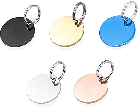 Hundemarke mit Gravur Personalisierte gravierte Hundemarken-Runde ID Tag Namensschilder für Katzen-/Hunde-Halsband (S, Blau)