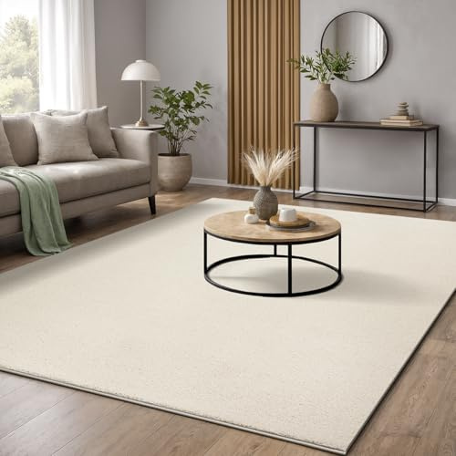 the carpet Marley eleganter Designer Teppich Wohnzimmer, weicher & pflegeleichter Kurzflor Wohnzimmerteppich in Creme, Teppich 120 x 170 cm