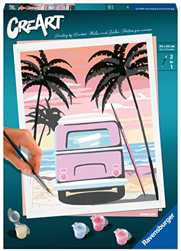 Ravensburger – CreArt Grand Format 24x30 cm – Beach Life – Loisir créatif – Peinture par numéros – Adulte – Activité détente et créative – Dès 12 Ans – 20131 – Version française