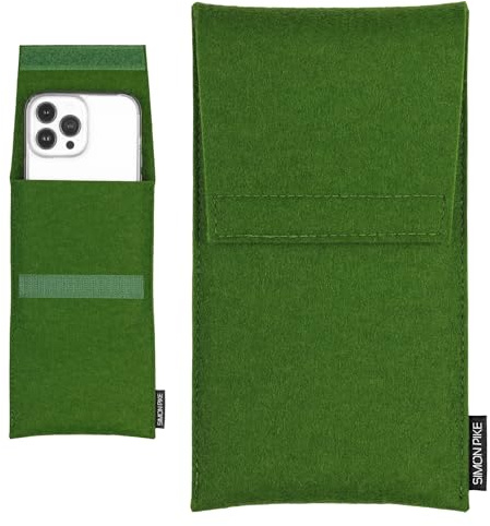 SimonPike Handyhülle passend für Apple iPhone 17 Pro Max | 16 Pro Max | 15 Pro Max (Gr. M) | Sidney Gruen Filztasche aus Wollfilz Handy/Smartphone Tasche