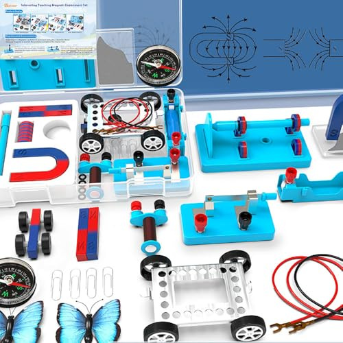 Imán para niños, Kit Laboratorio imanes, electroimán y Kit de Circuito Simple, Herramientas para la Escuela imanes Experimento educación proyectos de física (CT5)