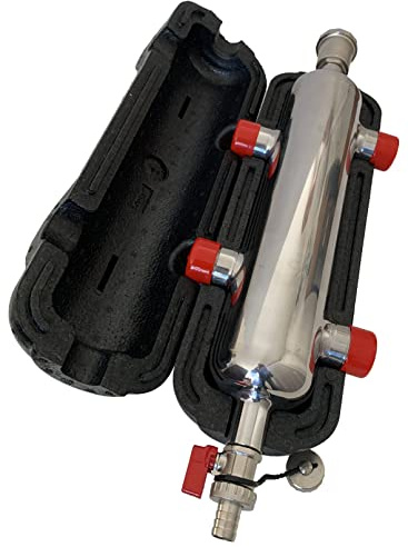 AQUA HEATING Hydraulische Weiche Gedämmt mit Schlammabschneider 4x1 Zoll GZ 2x1/2 Zoll GW Rostfreier Stahl 10 bar Kupplung Entlüfter Abflussventil Kupplungskörper-Set für Heizungsanlage Komplett