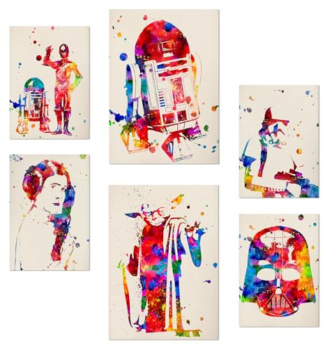 Nacnic Offiziell Lizenziertes Star Wars Poster Aquarell Illustrationen Hochwertiger Druck, Wandkunst für Zuhause & Büro, A4 & A3, Fanartikel mit Star Wars Charakteren für Dekoration und Geschenkideen