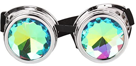 NOOLY Kaleidoskop Brille, Steampunk Goggles Für Halloween Cosplay Party WHTYJ-01 (Helles Silber)