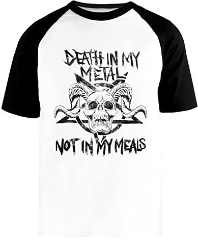 Veganer Metalhead Unisex Weißes Baseball-T-Shirt Schwarz Kurzarm