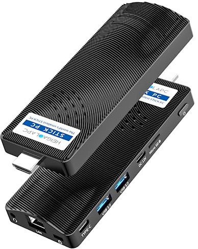 HEIGAOLAPC Mini PC Stick Lüfterloser Win 11 Pro, N4000 4GB 64GB Micro Computer mit HDMI 4K Dual Display, Gigabit Ethernet, WiFi5, USB PD3.0 unterstützen eMMC für Business Office Industrial IOT