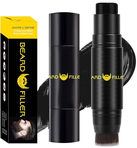 Black Beard Brush for Men - Colouring Pencil Filler - Waterproof Sweatproof Styling Pen - Natural Long-lasting Mustache Coverage - Thicken Enhance Shape Define Bristle