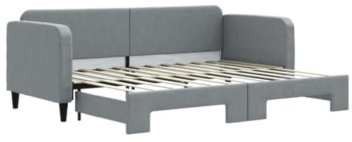 vidaXL Tagesbett, Ausziehbar Schlafsofa mit Lattenrost, Bettsofa Gästebett für Schlafzimmer Wohnzimmer, Sofa Bett Ausziehbett, Hellgrau 80x200 cm Stoff