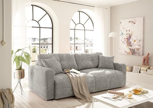BULLET Bequemes Schlafsofa mit Bettkasten, Stoffbezug Taupe - Klappbares Sofa mit Schlaffunktion - 235 x 88 x 120 cm (B/H/T)