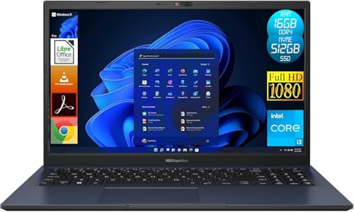 ASUS ExpertBook B1 (B1502), Display Notebook 15.6 Full HD, CPU Intel Core i3-12th, 16GB Ram DDR4, 512GB NVMe SSD, Windows 11 Pro - Portatile Pronto All'Uso