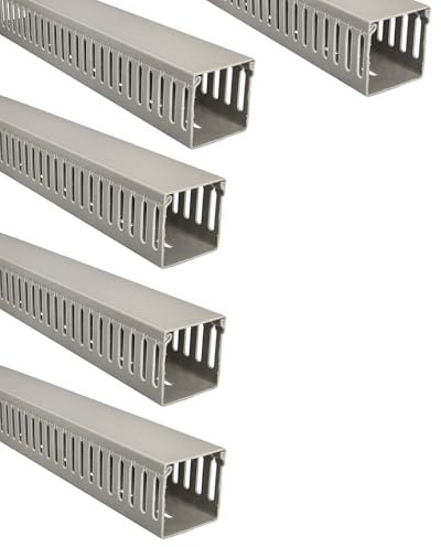 Jandei - Lot de 5 gouttières fendues pour câbles, organisateur de bureau, revêtement en PVC, couleur grise, longueur 40 cm (60 x 60 mm)