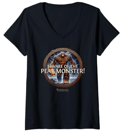 Womens Whisky Insider Design Beware of the Peat Monster Whisky V-Neck T-Shirt