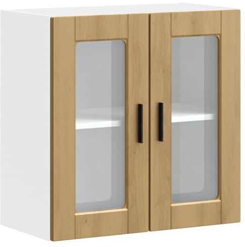 vidaXL Küchen-Hängeschrank mit Glastür Porto Artisan-Eiche