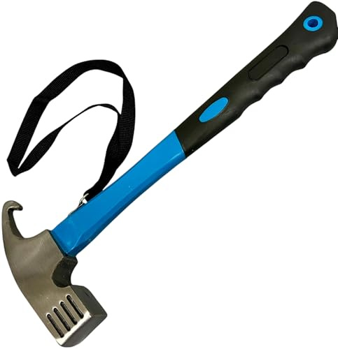 KOVA® Campinghammer mit Handschlaufe - Zelthammer mit Heringsauszieher - Praktischer Robuster Hering Camping Hammer zum Zelten & Heringe Herausziehen - Ideal für Zelt, Hartboden & Outdoor, HELLBLAU