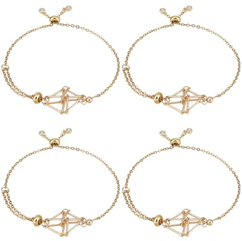 SUNNYCLUE 1 boîte de 6 bracelets en Cristal avec Cage en Pierre Porte Bracelets en Laiton Doré Réglable 304 supports de Collier à Chaîne en Filet à Double Couche en Acier Inoxydable pour la Fabricatio