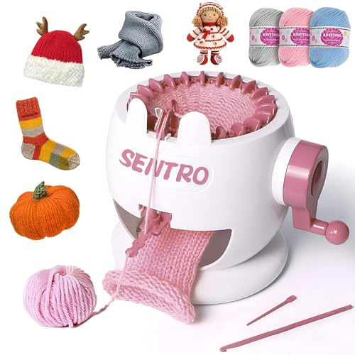 SENTRO Strickmaschine 22 Nadeln, Rundhäkelwebstuhl für Anfänger | Doppelte Webmodi, 4 Garndichten, ABS, langlebig, für Kinder und Erwachsene, 3–5 mm Wollgarn, DIY Handwerk Geschenk