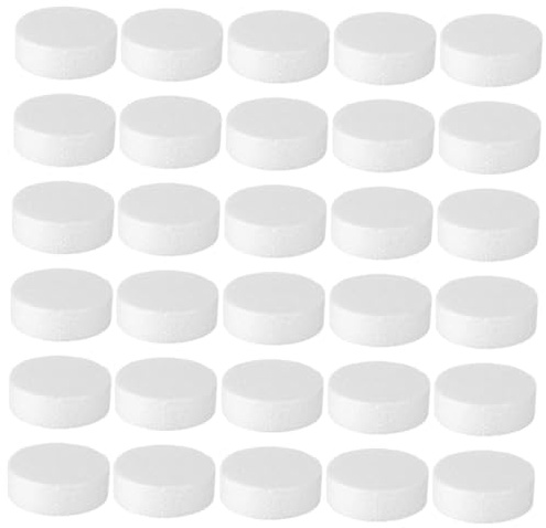 jojofuny 30pcs White Foam Cylinders Round Foam Discs for DIY Crafts Cake Decorations Sculpture Modeling Lightweight for Art Projects