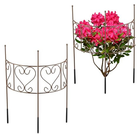Relaxdays Tutores Plantas, Set 2, Soportes Flores, Arbustos Medialuna, Hortensias, Peonías, 41,5 x 31 cm, Acero, Marrón, 2 Unidades