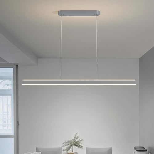 TkTsjtle Moderna Lampada A Sospensione A LED con Telecomando per Isola Cucina, Lunga Lampada A Sospensione Lineare sopra Il Tavolo da Pranzo, Lampada A Sospensione Dimmerabile per Soggiorno, Ufficio
